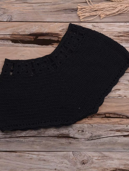 Bikini 2022 Knitting Swimsuit Crochet Bikini Bohemia Style off Shoulder High Neck Bathing Beach Bikinis Handmade Crochet Bikini