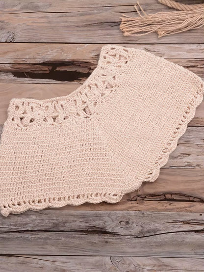 Bikini 2022 Knitting Swimsuit Crochet Bikini Bohemia Style off Shoulder High Neck Bathing Beach Bikinis Handmade Crochet Bikini