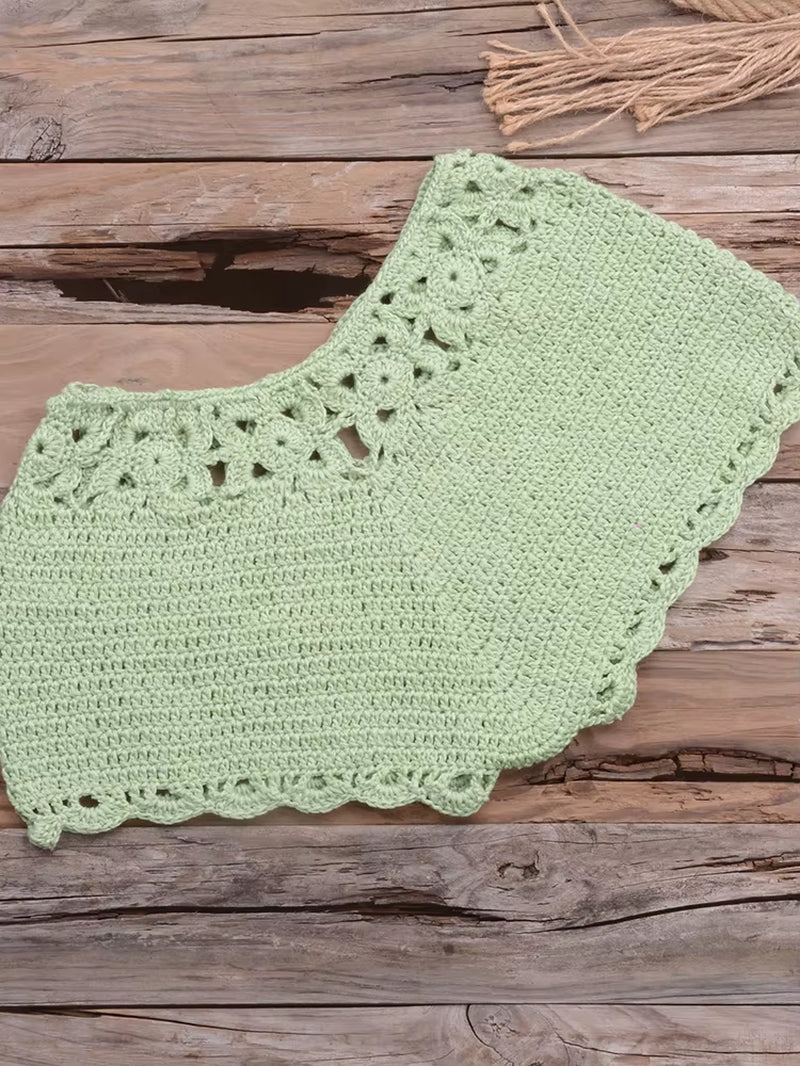 Bikini 2022 Knitting Swimsuit Crochet Bikini Bohemia Style off Shoulder High Neck Bathing Beach Bikinis Handmade Crochet Bikini