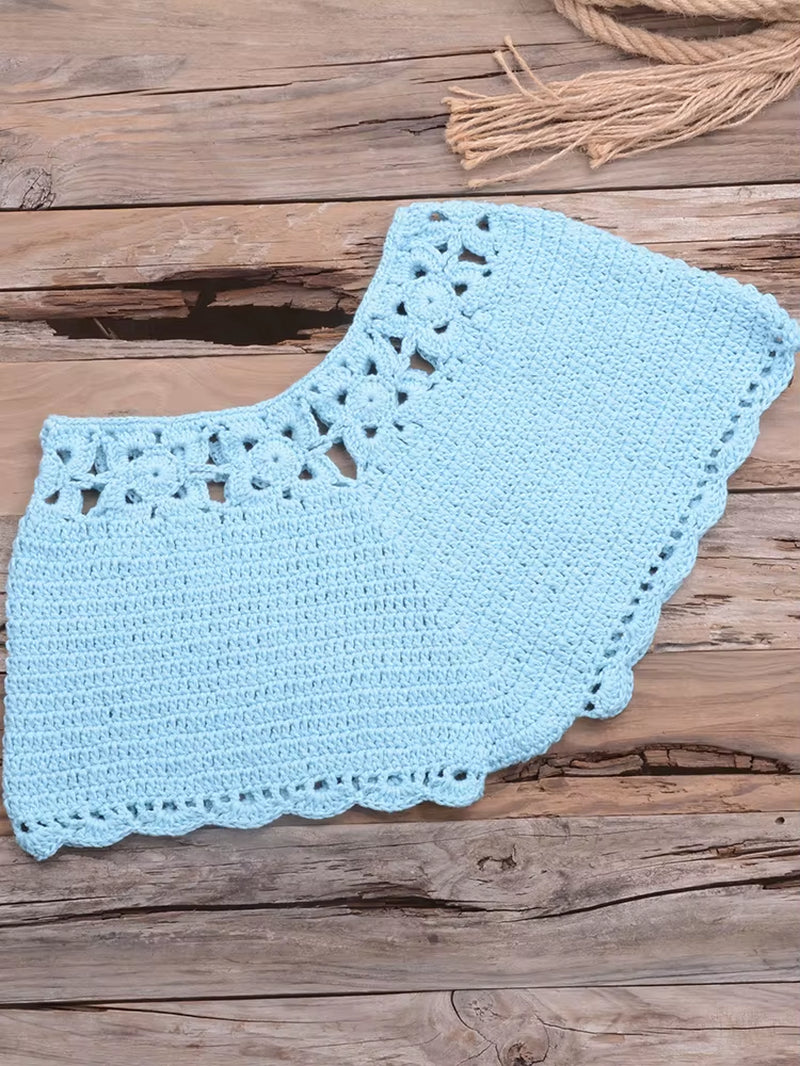 Bikini 2022 Knitting Swimsuit Crochet Bikini Bohemia Style off Shoulder High Neck Bathing Beach Bikinis Handmade Crochet Bikini