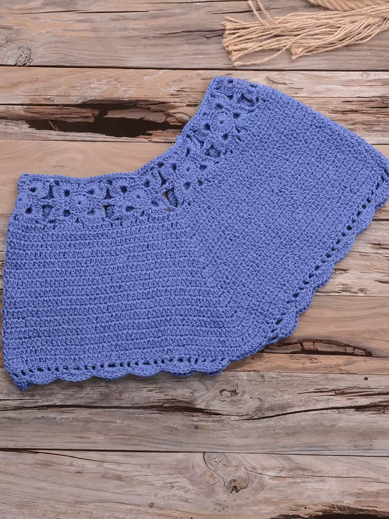 Bikini 2022 Knitting Swimsuit Crochet Bikini Bohemia Style off Shoulder High Neck Bathing Beach Bikinis Handmade Crochet Bikini