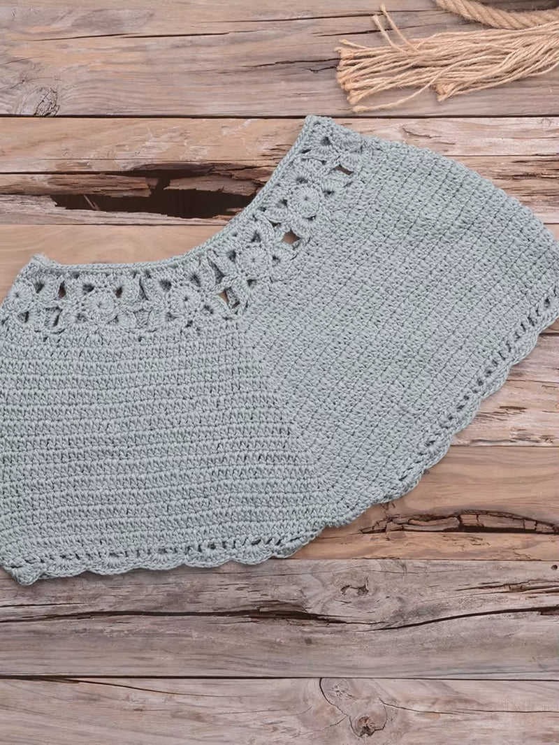 Bikini 2022 Knitting Swimsuit Crochet Bikini Bohemia Style off Shoulder High Neck Bathing Beach Bikinis Handmade Crochet Bikini